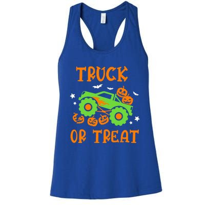 Truck Or Treat Truck Pumpkin Halloween Costume Truck Gift Women's Racerback Tank