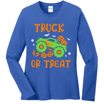 Truck Or Treat Truck Pumpkin Halloween Costume Truck Gift Ladies Long Sleeve Shirt