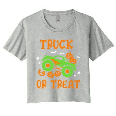 Truck Or Treat Truck Pumpkin Halloween Costume Truck Gift Women's Crop Top Tee