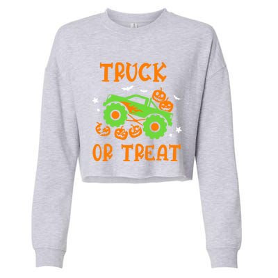 Truck Or Treat Truck Pumpkin Halloween Costume Truck Gift Cropped Pullover Crew