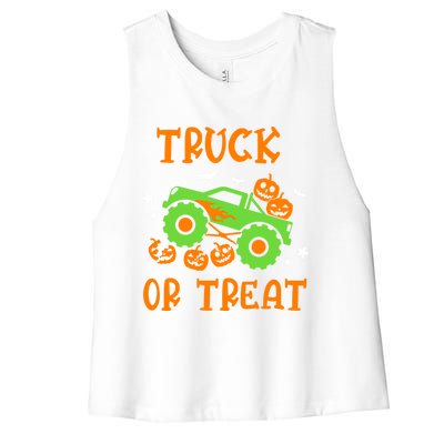 Truck Or Treat Truck Pumpkin Halloween Costume Truck Gift Women's Racerback Cropped Tank