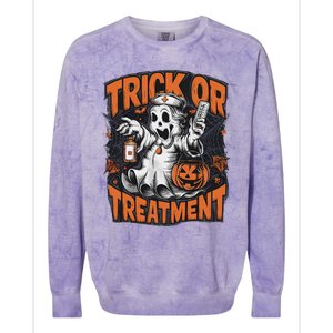 Trick Or Treatment Halloween Nurse Squad Autumn October Colorblast Crewneck Sweatshirt