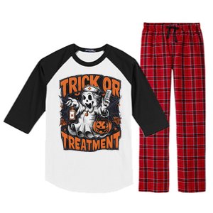 Trick Or Treatment Halloween Nurse Squad Autumn October Raglan Sleeve Pajama Set