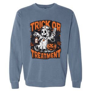 Trick Or Treatment Halloween Nurse Squad Autumn October Garment-Dyed Sweatshirt