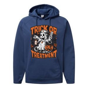 Trick Or Treatment Halloween Nurse Squad Autumn October Performance Fleece Hoodie