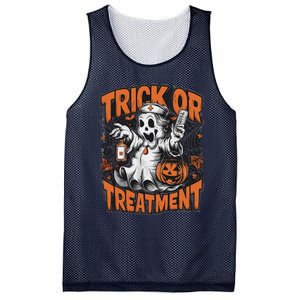 Trick Or Treatment Halloween Nurse Squad Autumn October Mesh Reversible Basketball Jersey Tank