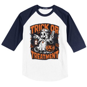 Trick Or Treatment Halloween Nurse Squad Autumn October Baseball Sleeve Shirt