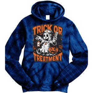 Trick Or Treatment Halloween Nurse Squad Autumn October Tie Dye Hoodie