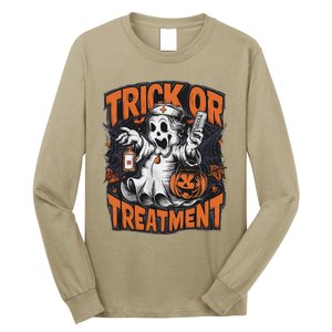 Trick Or Treatment Halloween Nurse Squad Autumn October Long Sleeve Shirt