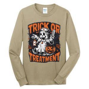 Trick Or Treatment Halloween Nurse Squad Autumn October Tall Long Sleeve T-Shirt