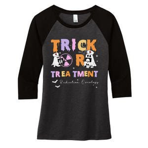 Trick Or Treatment Radiation Oncology Rad Therapy Halloween Women's Tri-Blend 3/4-Sleeve Raglan Shirt