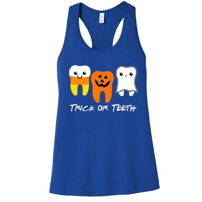 Trick Or Teeth Cute Dental Halloween Hygienist Dentist Rdh Gift Women's Racerback Tank