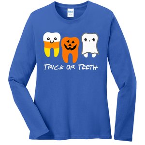 Trick Or Teeth Cute Dental Halloween Hygienist Dentist Rdh Gift Ladies Long Sleeve Shirt