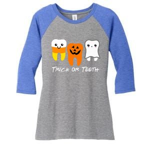 Trick Or Teeth Cute Dental Halloween Hygienist Dentist Rdh Gift Women's Tri-Blend 3/4-Sleeve Raglan Shirt