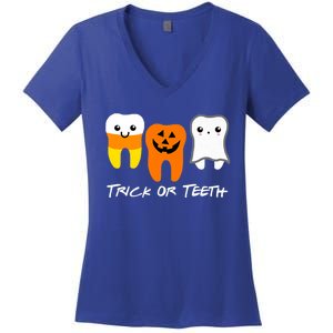 Trick Or Teeth Cute Dental Halloween Hygienist Dentist Rdh Gift Women's V-Neck T-Shirt