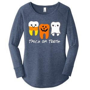 Trick Or Teeth Cute Dental Halloween Hygienist Dentist Rdh Gift Women's Perfect Tri Tunic Long Sleeve Shirt