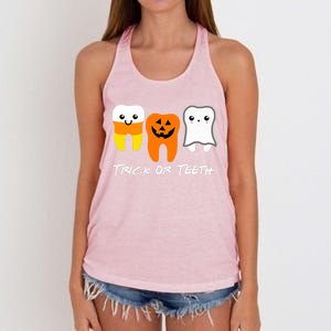 Trick Or Teeth Cute Dental Halloween Hygienist Dentist Rdh Gift Women's Knotted Racerback Tank