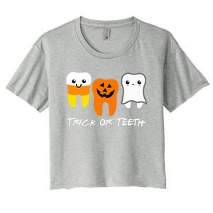 Trick Or Teeth Cute Dental Halloween Hygienist Dentist Rdh Gift Women's Crop Top Tee