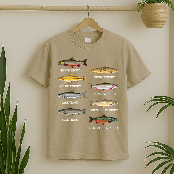 Types Of Trout Fish Trout Species Chart Ichthyology Guide T-Shirt