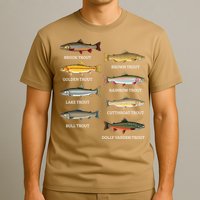 Types Of Trout Fish Trout Species Chart Ichthyology Guide T-Shirt