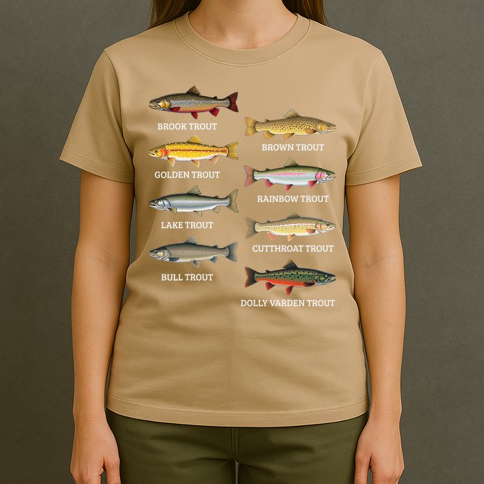 Types Of Trout Fish Trout Species Chart Ichthyology Guide T-Shirt