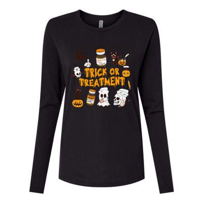 Trick Or Treatment Halloween Nurse Retro Vintage Clothing Womens Cotton Relaxed Long Sleeve T-Shirt