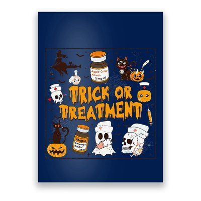 Trick Or Treatment Halloween Nurse Retro Vintage Clothing Poster