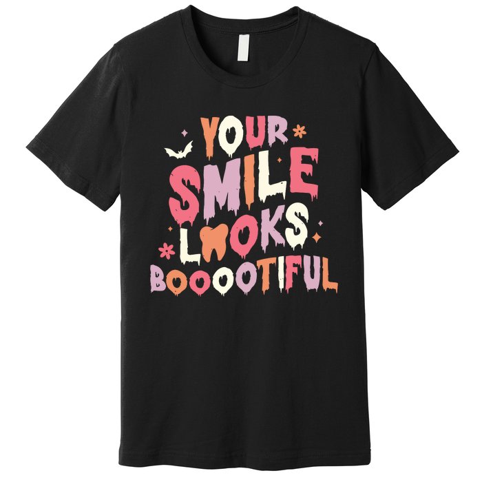 Trick Or Treat Brush Your Teeth Halloween Dentist Premium T-Shirt