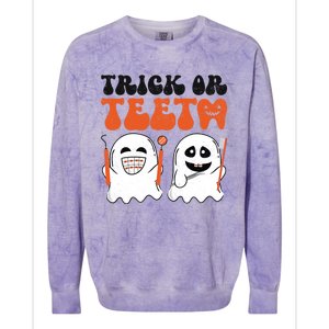 Trick Or Teeth Dental Cute Spooky Dentist Halloween Costume Gift Colorblast Crewneck Sweatshirt