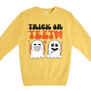 Trick Or Teeth Dental Cute Spooky Dentist Halloween Costume Gift Premium Crewneck Sweatshirt