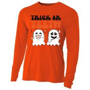 Trick Or Teeth Dental Cute Spooky Dentist Halloween Costume Gift Cooling Performance Long Sleeve Crew