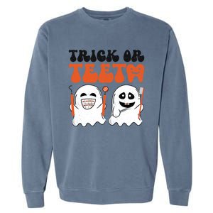 Trick Or Teeth Dental Cute Spooky Dentist Halloween Costume Gift Garment-Dyed Sweatshirt