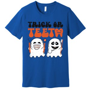 Trick Or Teeth Dental Cute Spooky Dentist Halloween Costume Gift Premium T-Shirt