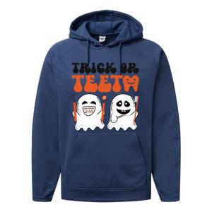 Trick Or Teeth Dental Cute Spooky Dentist Halloween Costume Gift Performance Fleece Hoodie