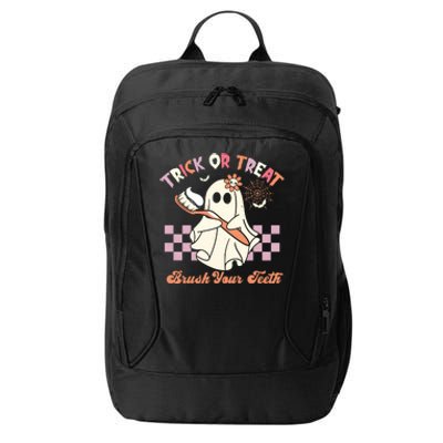 Trick Or Treat Brush Your Teeth Halloween Dentist City Backpack