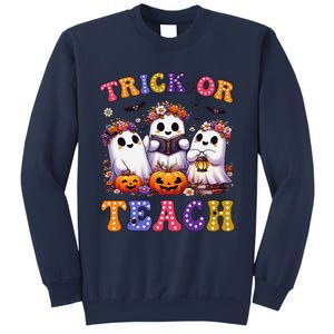 Trick Or Teach Halloween Ghost Pumpkin Spooky Teacher Women Sweatshirt