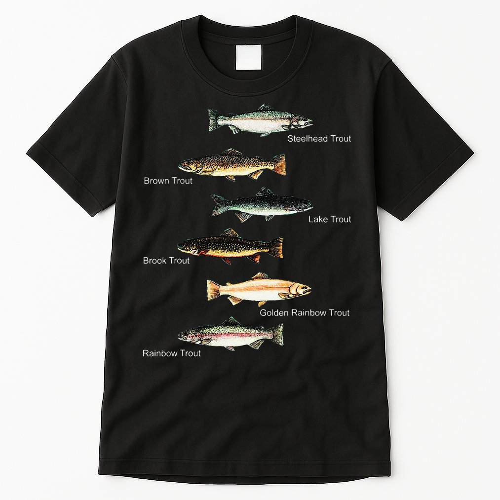 Types Of Trout Fish Species Collection Fishing Tall T-Shirt
