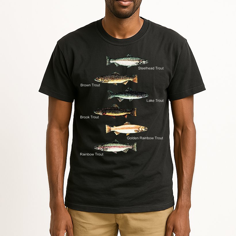Types Of Trout Fish Species Collection Fishing Tall T-Shirt