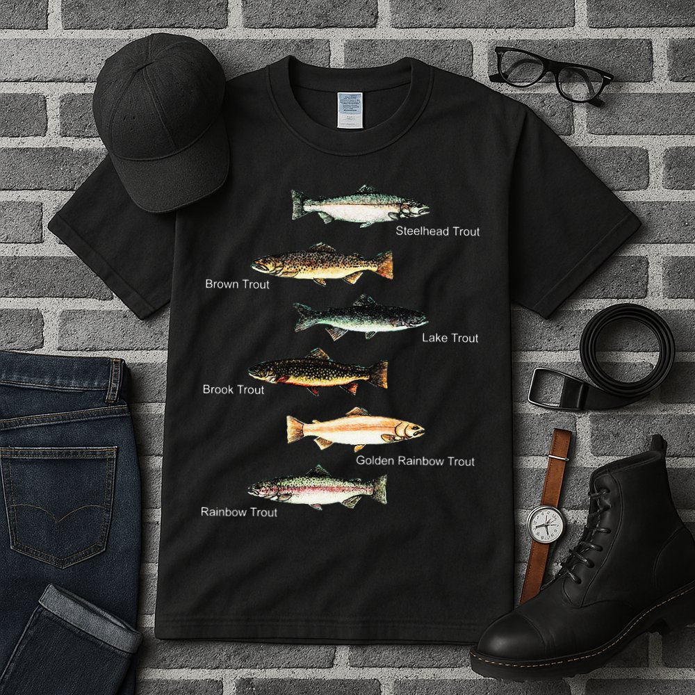 Types Of Trout Fish Species Collection Fishing Tall T-Shirt