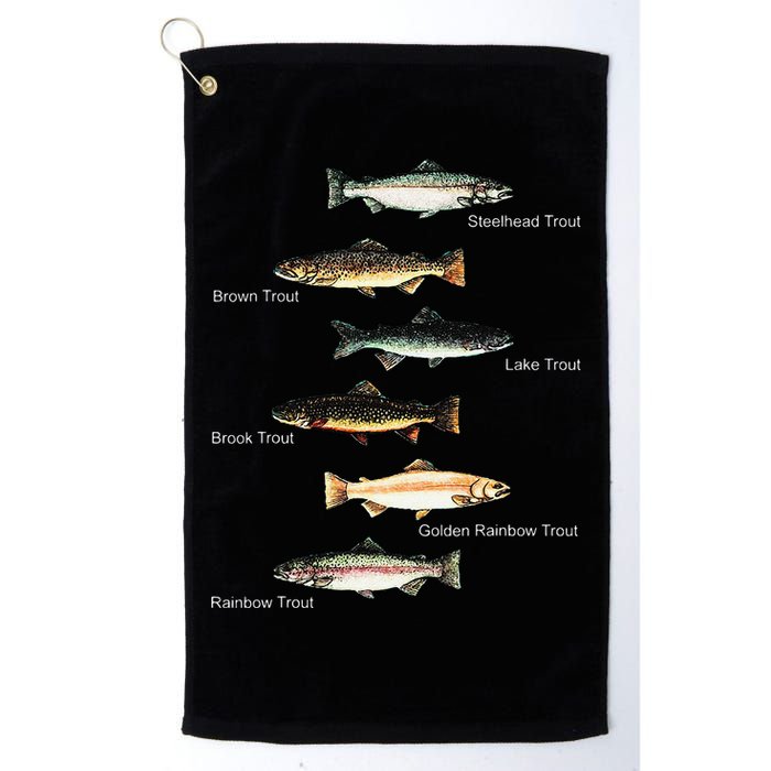 Types Of Trout Fish Species Collection Fishing Golf Towel