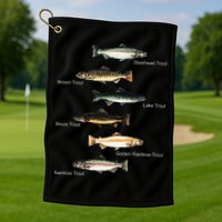 Types Of Trout Fish Species Collection Fishing Golf Towel