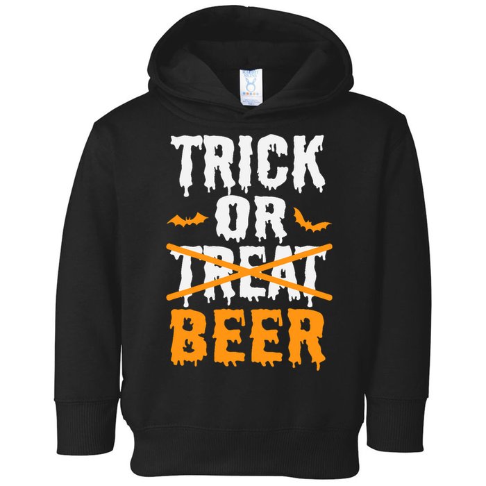 Trick Or Treat Funny Halloween Beer Drinking Toddler Hoodie