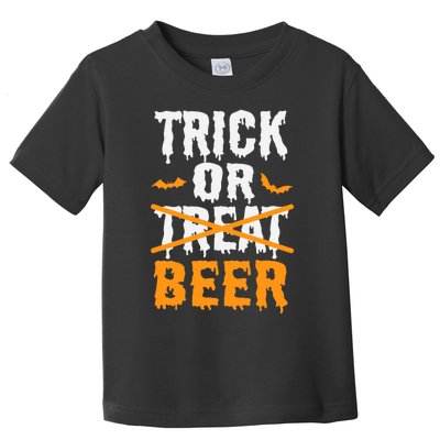 Trick Or Treat Funny Halloween Beer Drinking Toddler T-Shirt