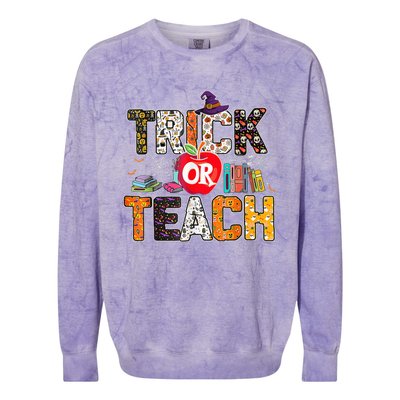 Trick Or Teach Funny Teacher Halloween Costume Wo  Colorblast Crewneck Sweatshirt