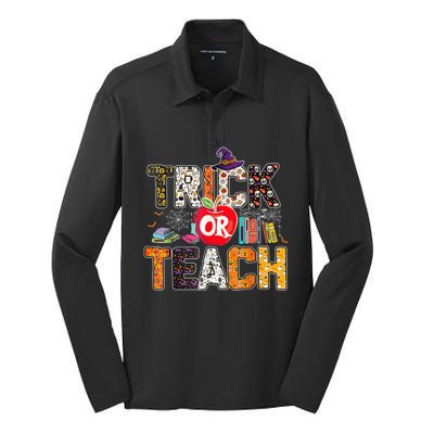 Trick Or Teach Funny Teacher Halloween Costume Wo  Silk Touch Performance Long Sleeve Polo