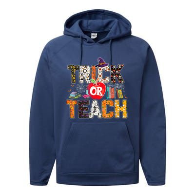 Trick Or Teach Funny Teacher Halloween Costume Wo  Performance Fleece Hoodie