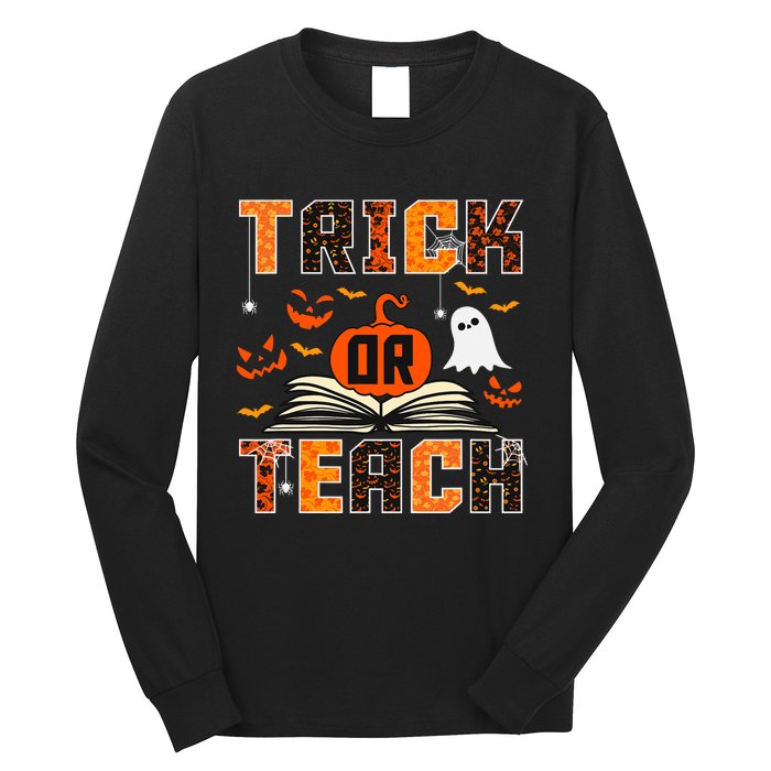 Trick Or Teach Retro Halloween Teacher Costume Long Sleeve Shirt