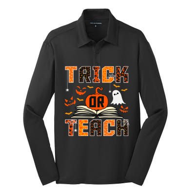 Trick Or Teach Retro Halloween Teacher Costume Silk Touch Performance Long Sleeve Polo