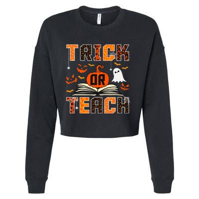 Trick Or Teach Retro Halloween Teacher Costume Cropped Pullover Crew