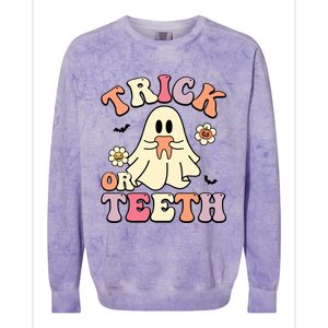 Trick Or Teeth Funny Dental Halloween Dentist Costume Great Gift Colorblast Crewneck Sweatshirt